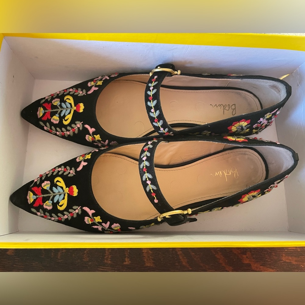 Boden Multicolor Floral Embroidered Mary Jane Pointed Toe Flats - Picture 13 of 14